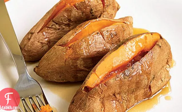 البطاطا الحلوة المحمصة مع زبدة القيقب