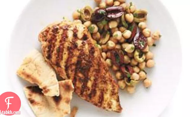 دجاج مشوي متبل مع الحمص