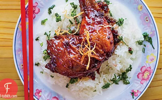 دجاج بالزنجبيل بالكراميل مع أرز لزج
