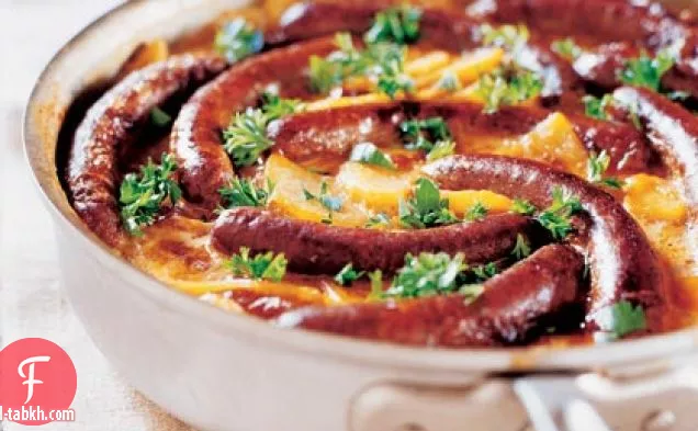 نقانق مرغيز مع بطاطس صدفية