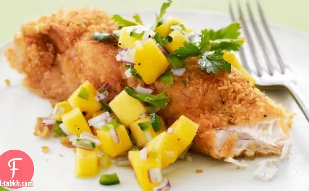 جاي - سمك مقشر بالبطاطس مع صلصة المانجو
