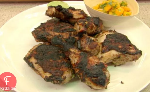 دجاج مشوي مع صلصة المانجو والكزبرة