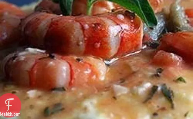 فريك الجبن بالثوم مع الروبيان