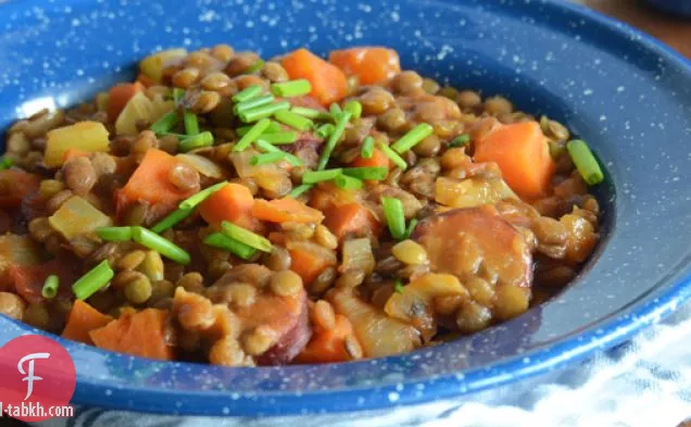 سجق مقلاة واحدة, عدس, & عشاء نباتي