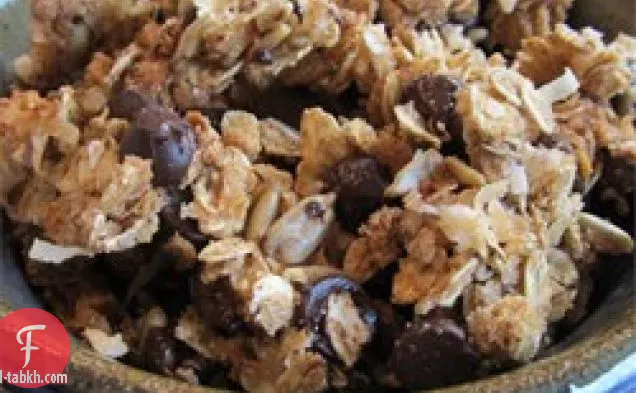 زبدة الفول السوداني المقرمشة ، الشوكولاتة ، جرانولا جوز الهند