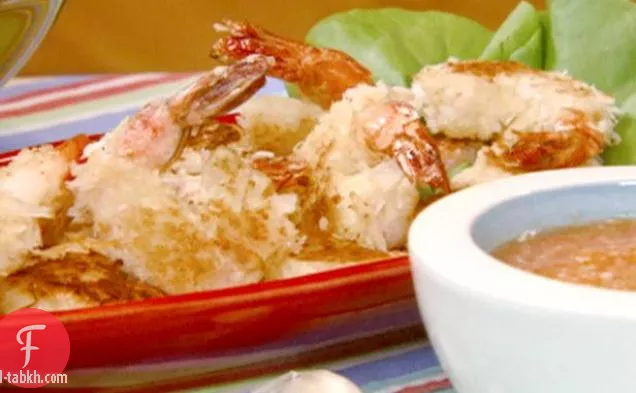 جمبري جوز الهند مع الطماطم بالكاري والليمون والثوم المشوي