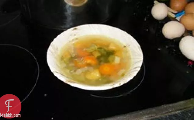 حساء الديك الرومي مع الخضروات الجذرية