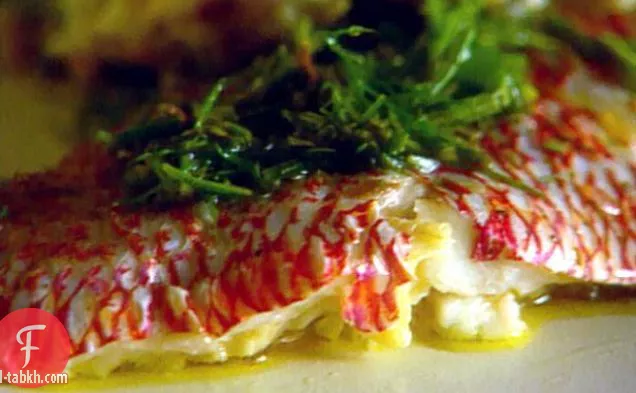 سمك النهاش الأحمر المحمص مع إكليل الجبل