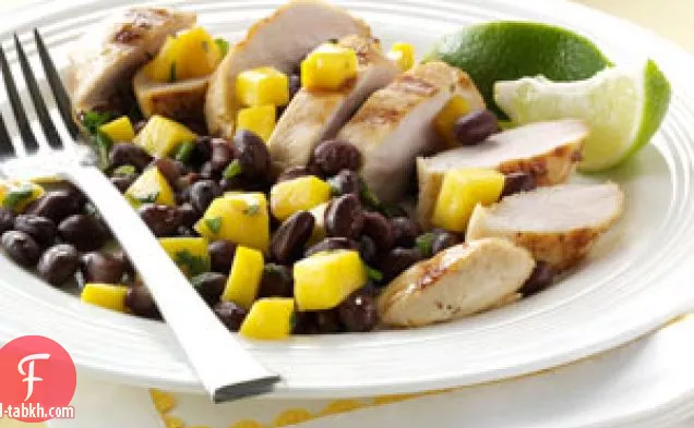 دجاج مشوي مع صلصة الفاصوليا السوداء