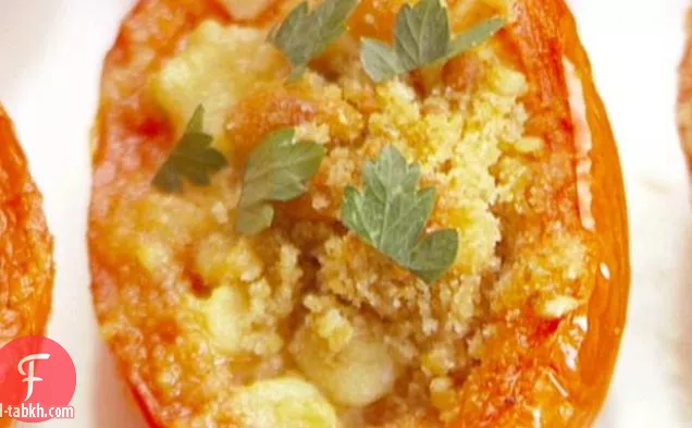طماطم مشوية مع الثوم والجورجونزولا والأعشاب