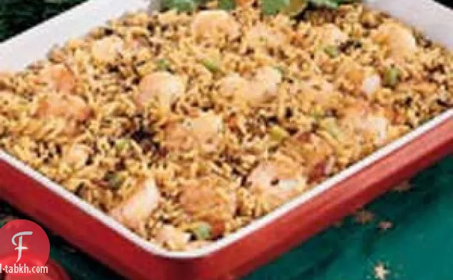 الأرز البري الروبيان مقلي