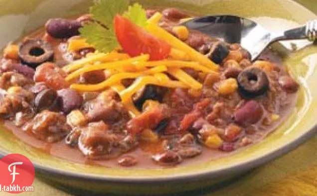 تاكو تشيلي بثلاثة أنواع من الفاصوليا