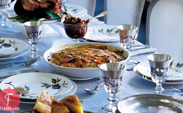 غراتان البطاطا الحلوة مع الخوخ
