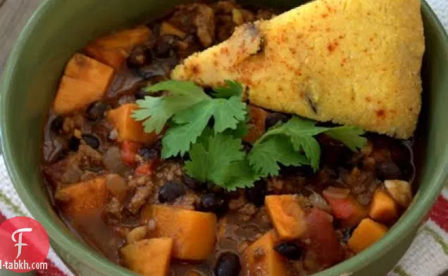 تركيا الفلفل الحار مع اليام والفاصوليا السوداء