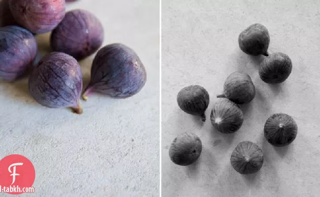 كعكة البندق مع زبادي الزعفران المجمد والعسل والتين