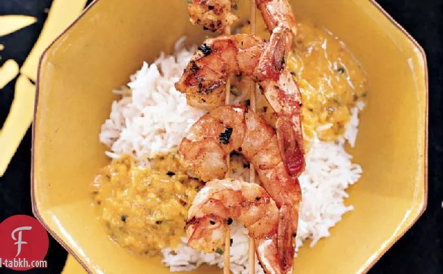 نيونيا الروبيان المشوي مع صلصة جوز الهند