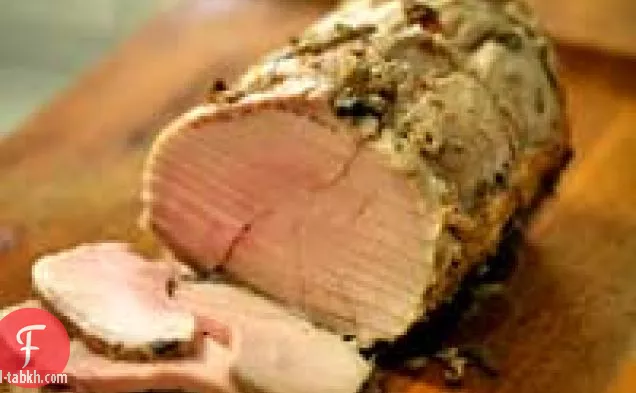 لحم الخنزير المشوي مع صلصة الفطر الهيل