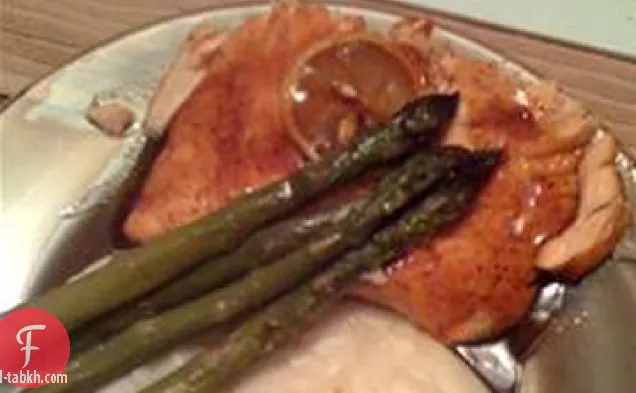 الفلفل والعسل الارز لوح سمك السلمون