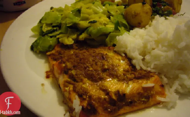 كاري السلمون مع الخردل الأخضر