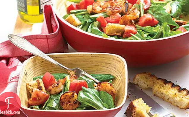 الروبيان المشوي وسلطة الجرجير