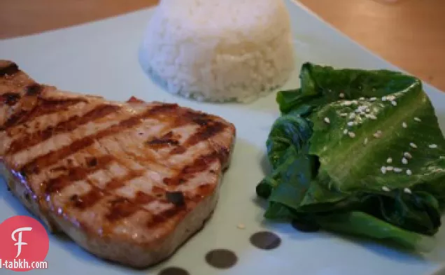 شرائح لحم التونة بالعسل والليمون