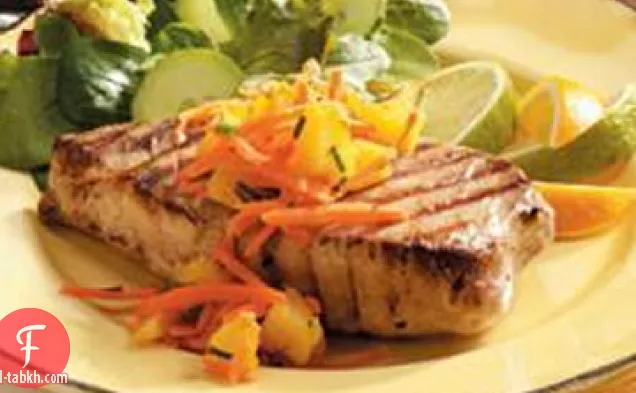 شرائح التونة مع السالسا