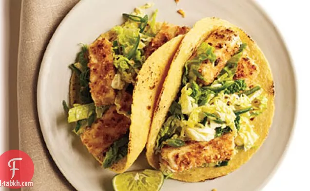 سندويشات التاكو التوفو المقشرة بالفول السوداني مع سلو منعش