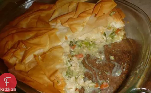 انخفاض الدهون الدجاج وعاء فطيرة مع فيلو
