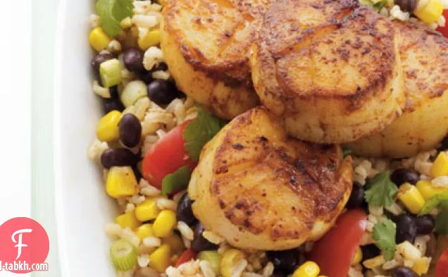 أسقلوب محمر مع سلطة الأرز الجنوبي الغربي