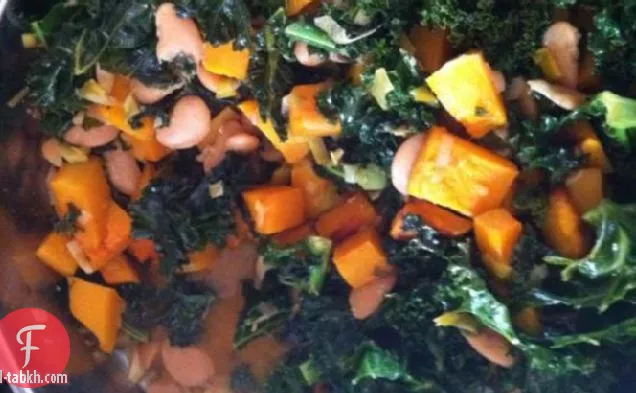 الجوز الاسكواش والفاصوليا البيضاء واللفت اليخني (نباتي)